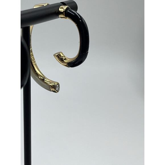 DEMARSON Luna Black Cream Half Hoop Front Back Resin Versatile Earrings - Picture 5 of 13